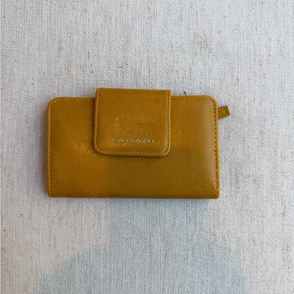 Tahari Yellow Leather Bi-Fold Wallet with Card Slots